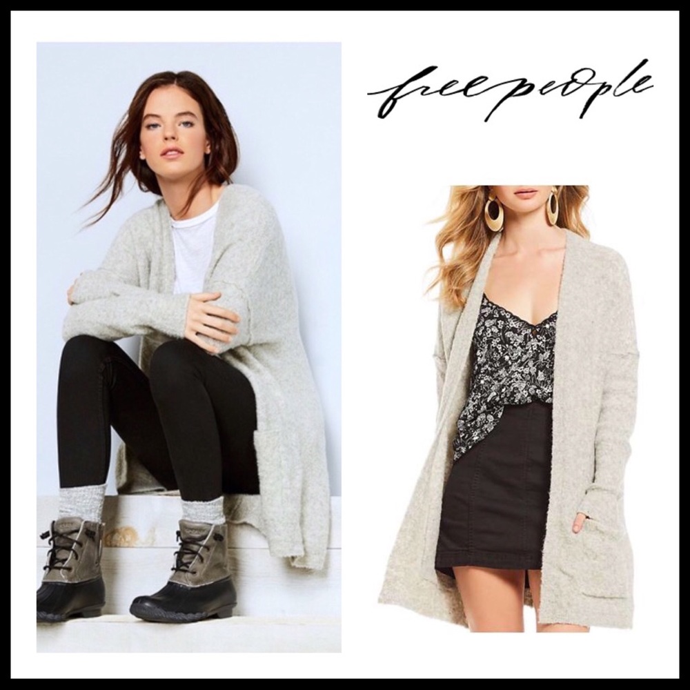 FREE PEOPLE OVERSIZED LONG KNIT POCKETS CARDIGAN - Picture 1 of 8
